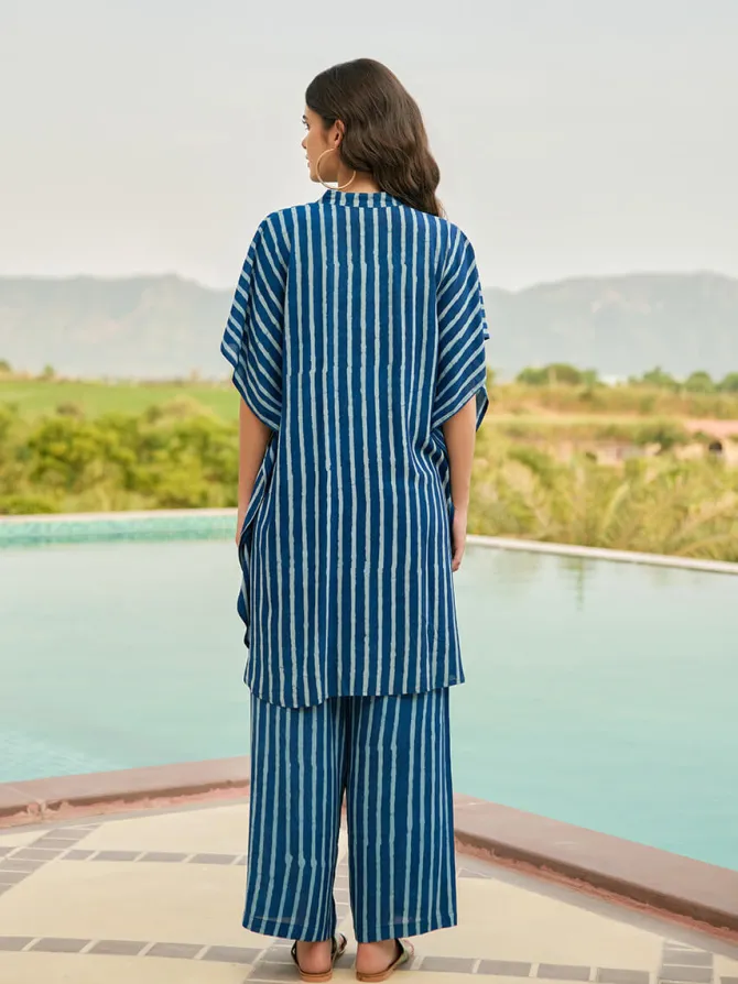 Set of 2 - Nomadic Stripes Kaftan Shirt Dress & Palazzo Pant