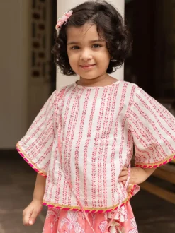 Set of 3 - Nurvi Block Printed Cotton Lehanga