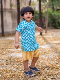 Set of 2 - Ocean Splash Organic Cotton Printed Shirt & Shorts