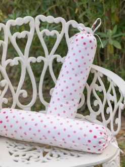 Set of 2 - Pink Polka Hand Block Printed Baby Bolster