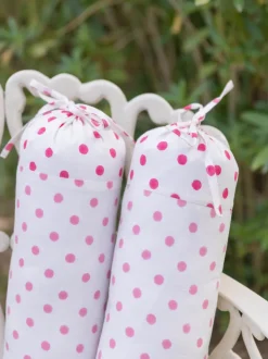 Set of 2 - Pink Polka Hand Block Printed Baby Bolster