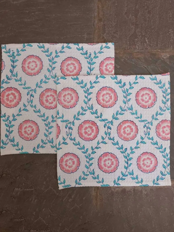 Set of 2 - Primrose Block Printed Face Towels