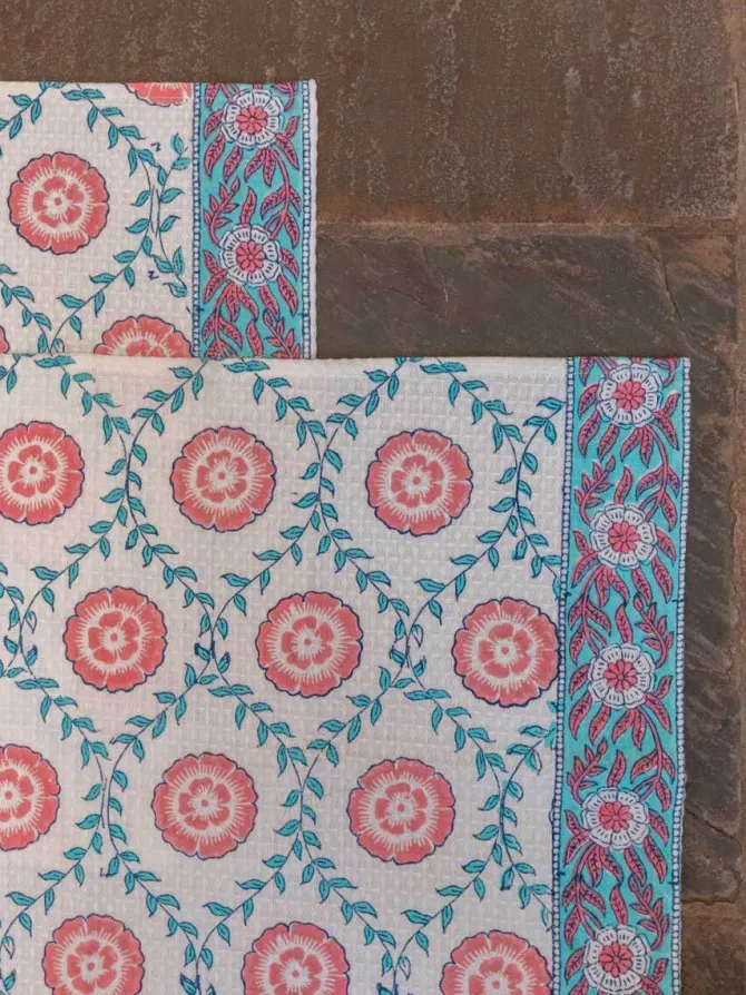 Set of 2 - Primrose Block Printed Hand Towels
