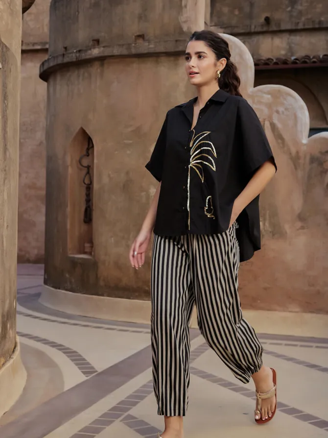 Set of 2 - Rabat Sequined Poncho Shirt & Pants