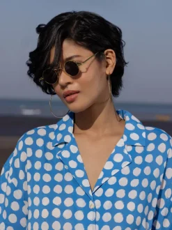 Set of 2 - Rio Blue Polka Shirt Top and Trousers