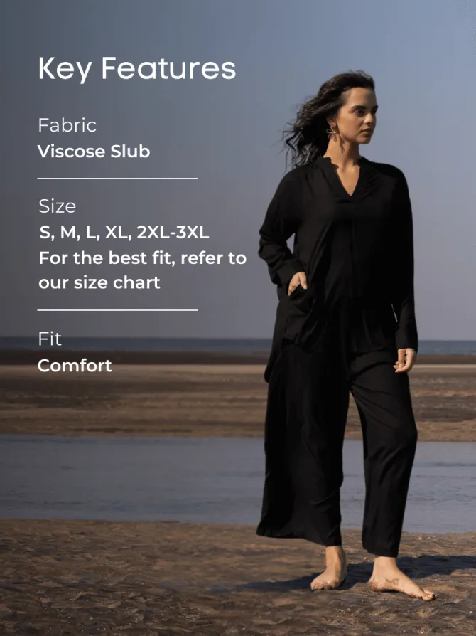 Set of 2 - Sabrina Black Top & Palazzo Pants