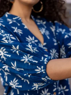 Set of 2 - Shaheen Indigo Kaftan Top and Lantern Pants