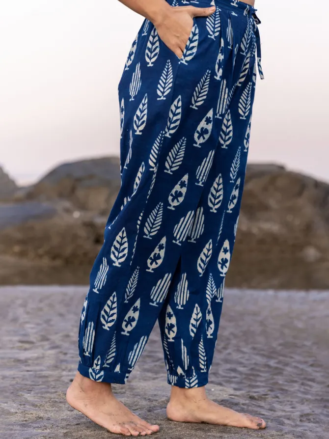 Set of 2 - Shaheen Indigo Kaftan Top and Lantern Pants