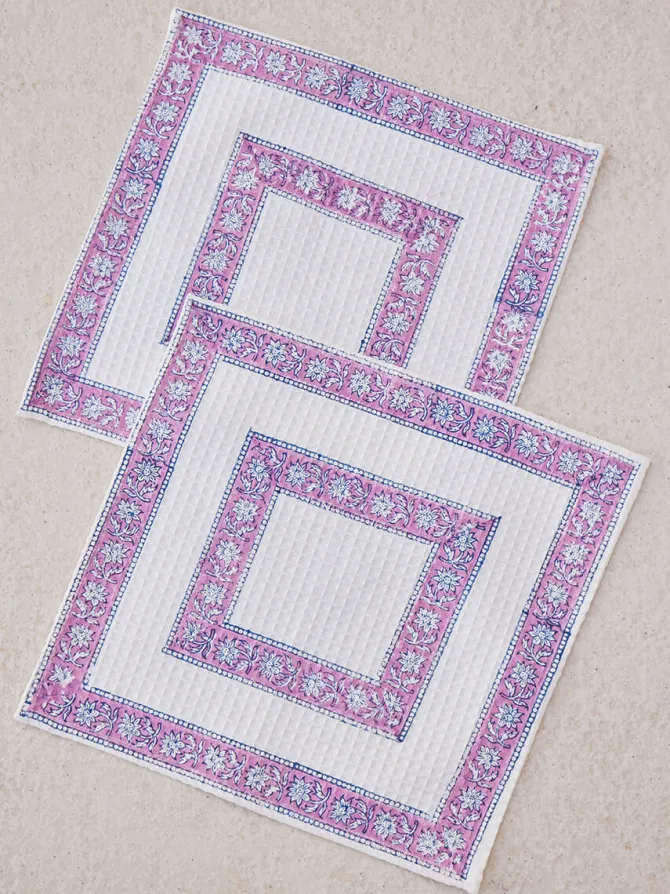 Set of 2 - Soula Nights Waffle Cotton Face Towel