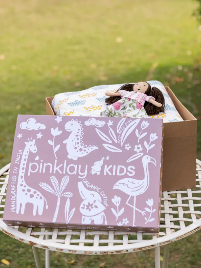 Set of 6 - Summer Day Hand Block Printed Bedding Set with Gift Box