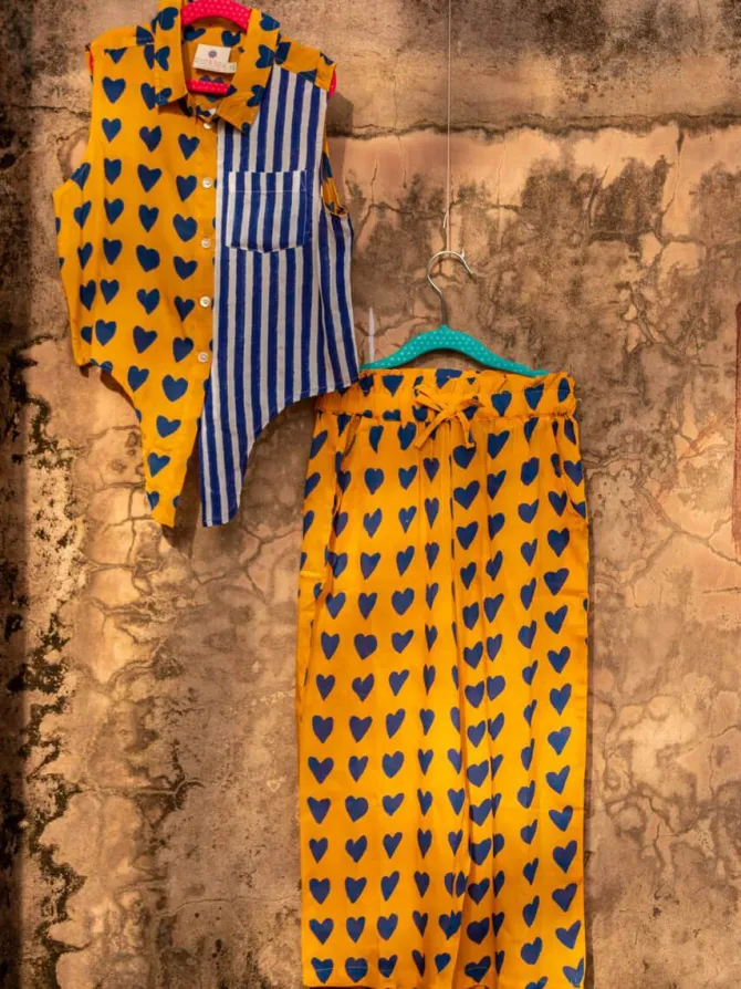 Set of 2 - Summer Poetry Modal Block Printed Top & Pants Set