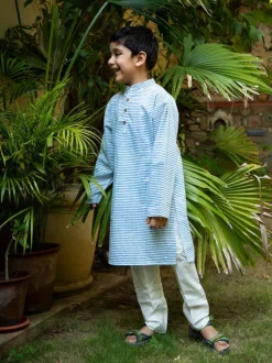 Set of 3 - Sunshine Love Block Printed Kurta With Jacket