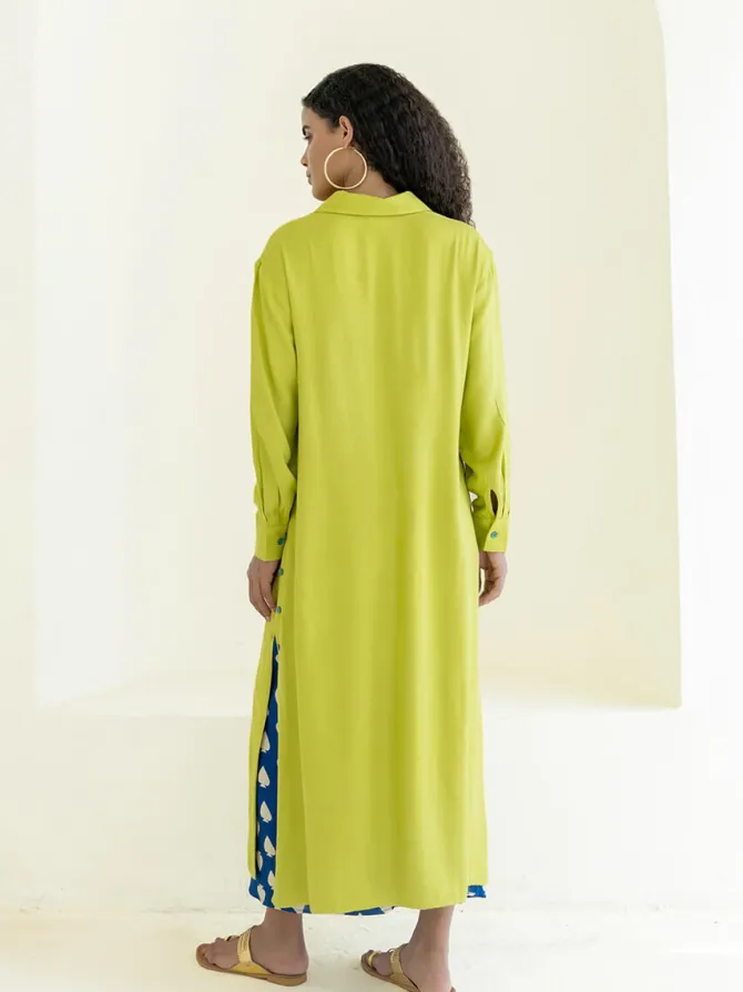 Set of 2 - Tan Long Shirt Dress & Wrap-Around Palazzo Set