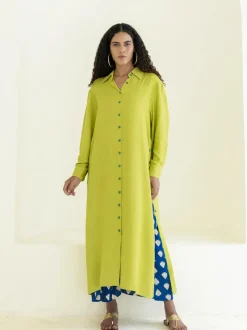 Set of 2 - Tan Long Shirt Dress & Wrap-Around Palazzo Set