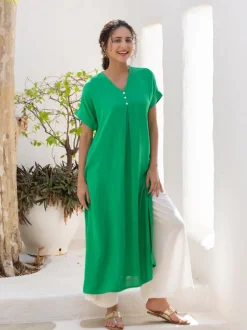Set of 2 - Thames Green Kaftan and Palazzo Pants