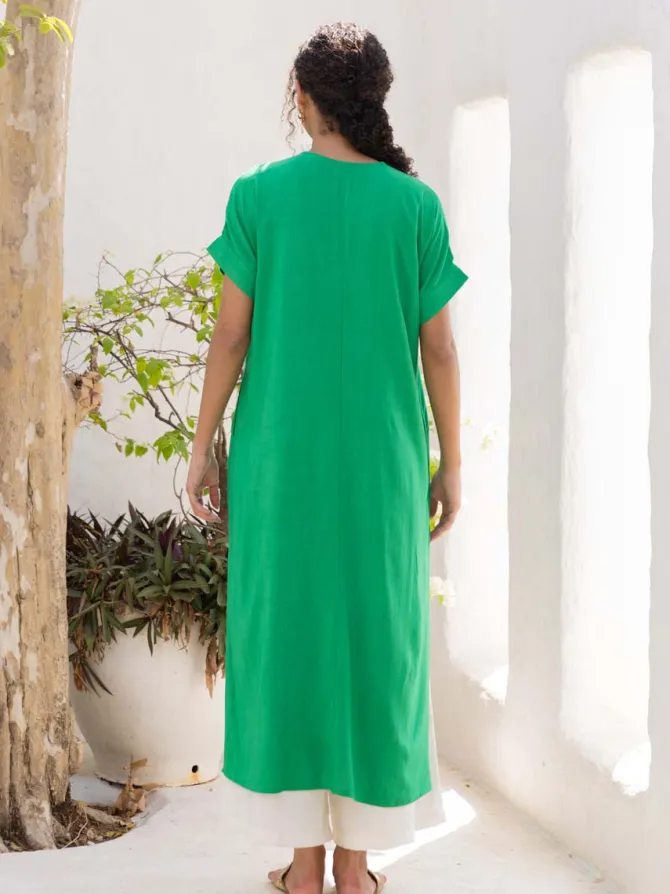 Set of 2 - Thames Green Kaftan and Palazzo Pants