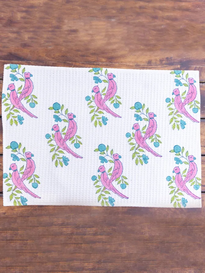 Set of 2 - Tota Rani Block Printed Cotton Hand Towels