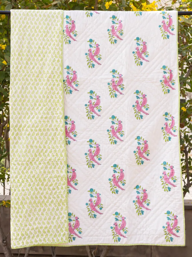 Set of 6 - Tropical Bliss Block Printed Bedding Set with Gift Box