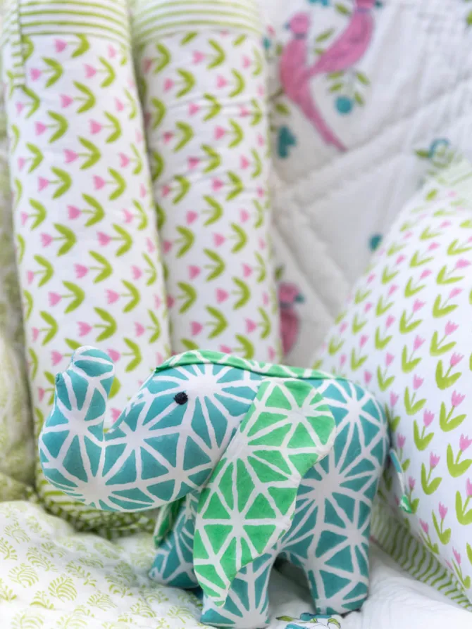 Set of 6 - Tropical Bliss Block Printed Bedding Set with Gift Box
