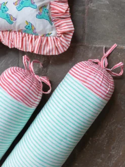 Set of 2 - Turquoise Stripes Organic Cotton Infant Bolster Cover