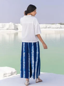 Set of 2 - Venus Shirt Top and Indigo Wrap-around Palazzo