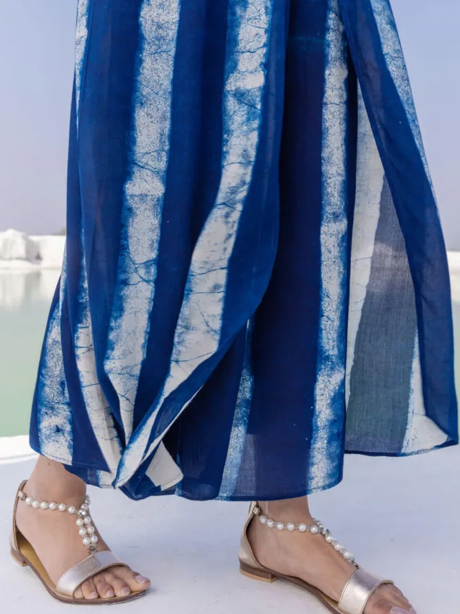 Set of 2 - Venus Shirt Top and Indigo Wrap-around Palazzo