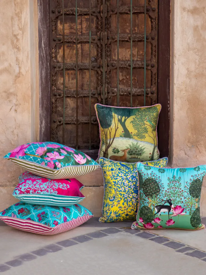 Set of 6 - Vrindavan Cushion Covers - 16 Inch