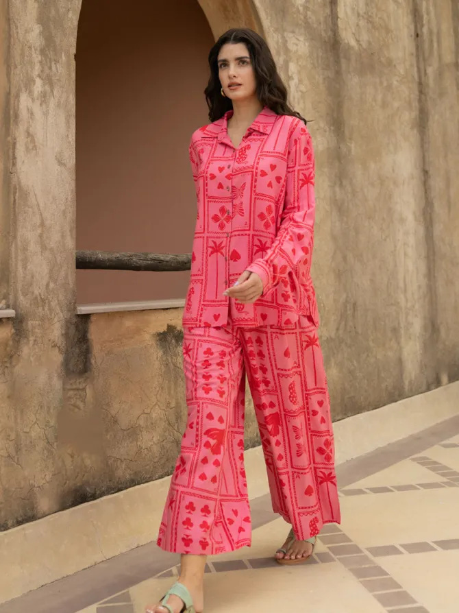 Set of 2 - Wild Card Shirt & Palazzo Pants