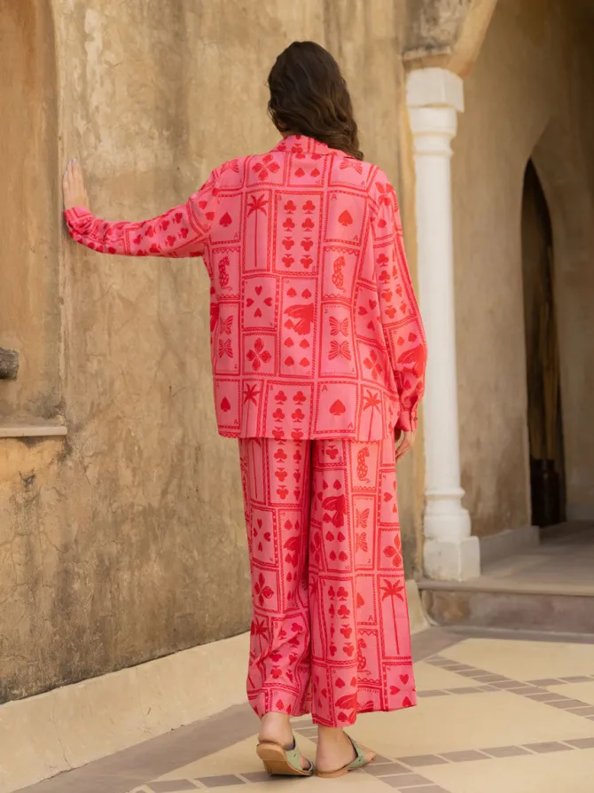 Set of 2 - Wild Card Shirt & Palazzo Pants