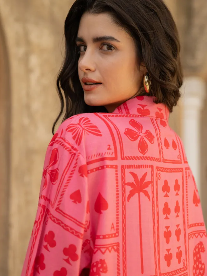 Set of 2 - Wild Card Shirt & Palazzo Pants