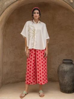 Set of 2: Ikka Poncho Shirt & Wrap-Around Palazzo Set