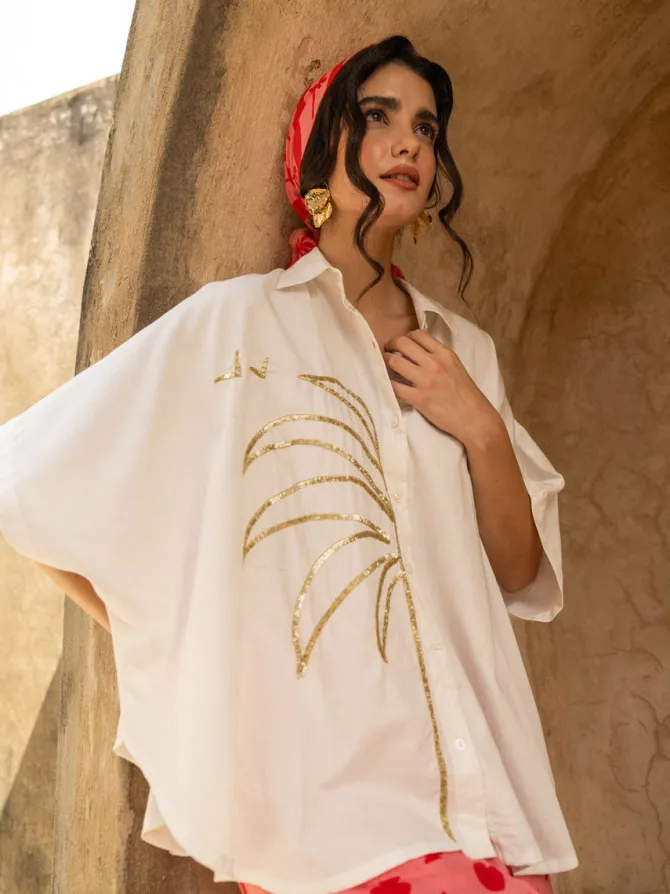 Set of 2: Ikka Poncho Shirt & Wrap-Around Palazzo Set