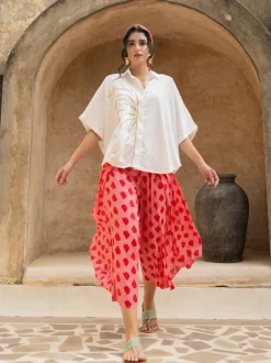 Set of 2: Ikka Poncho Shirt & Wrap-Around Palazzo Set