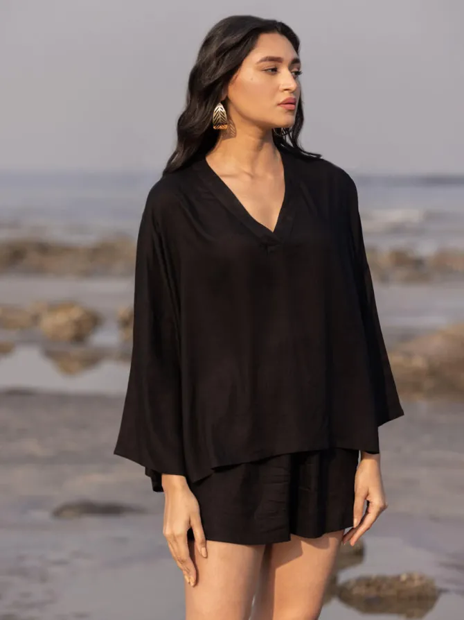 Solid Black Box Short Top - Comfort Fit