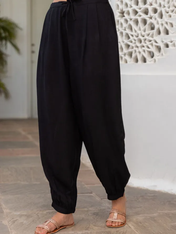 Solid Black Lantern Pants