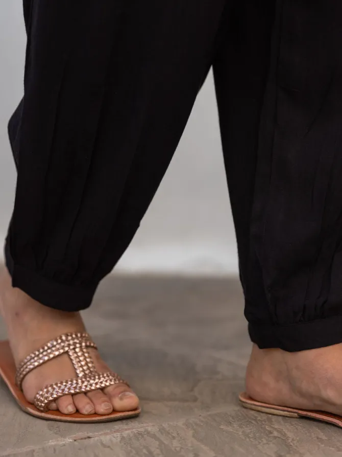Solid Black Lantern Pants