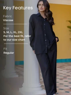 Solid Black Slub Shirt