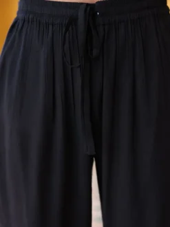 Solid Black Slub Trousers