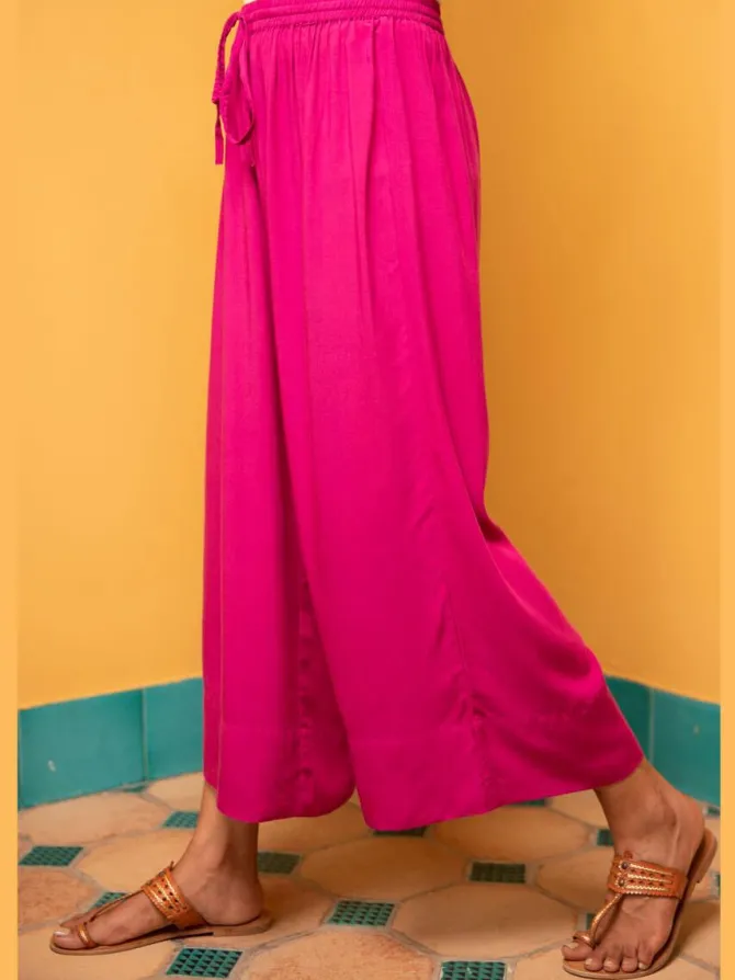 Solid Fuscia Pink Modal Palazzo Pants