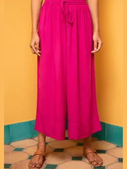 Solid Fuscia Pink Modal Palazzo Pants
