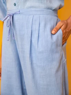 Solid Grey Slub Lantern Pants