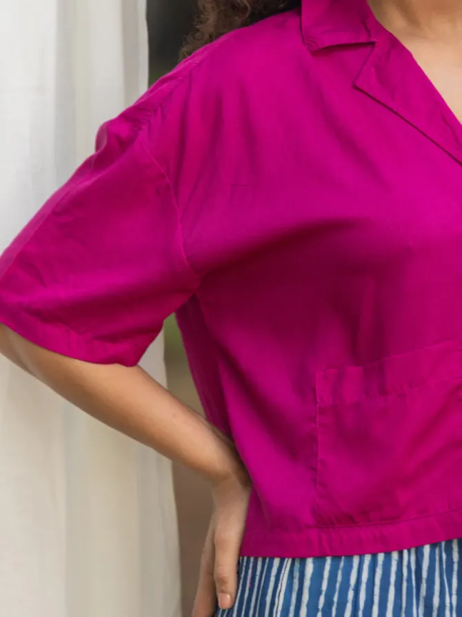 Solid Pink Modal Shirt Top - Comfort fit