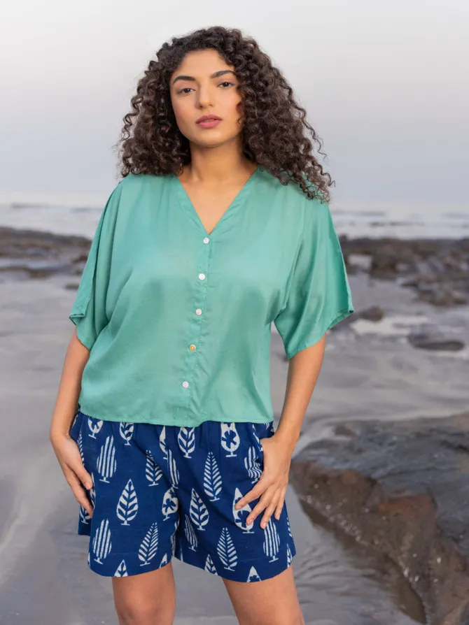 Solid Turquoise Modal Short Top