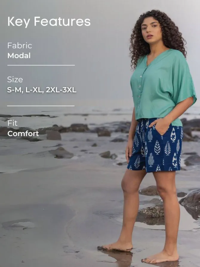 Solid Turquoise Modal Short Top