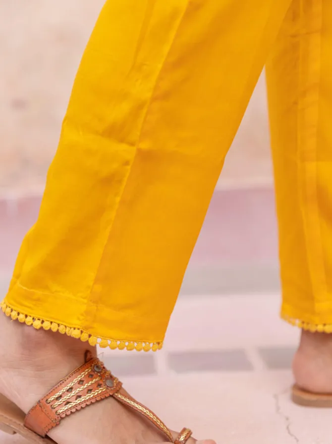 Solid Yellow Modal Straight Pants