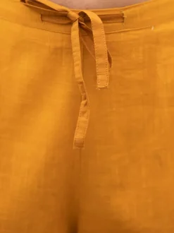 Solid Yellow Slub Lantern Pants