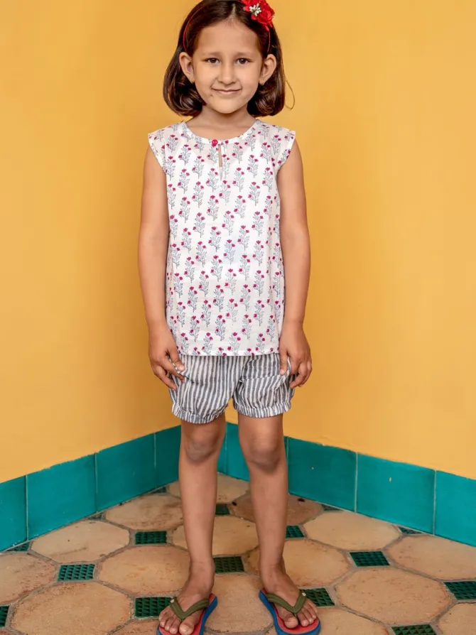 Spring Bloom Organic Cotton Top & Shorts Set