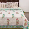 Spring Time Block Printed Cotton Quilt