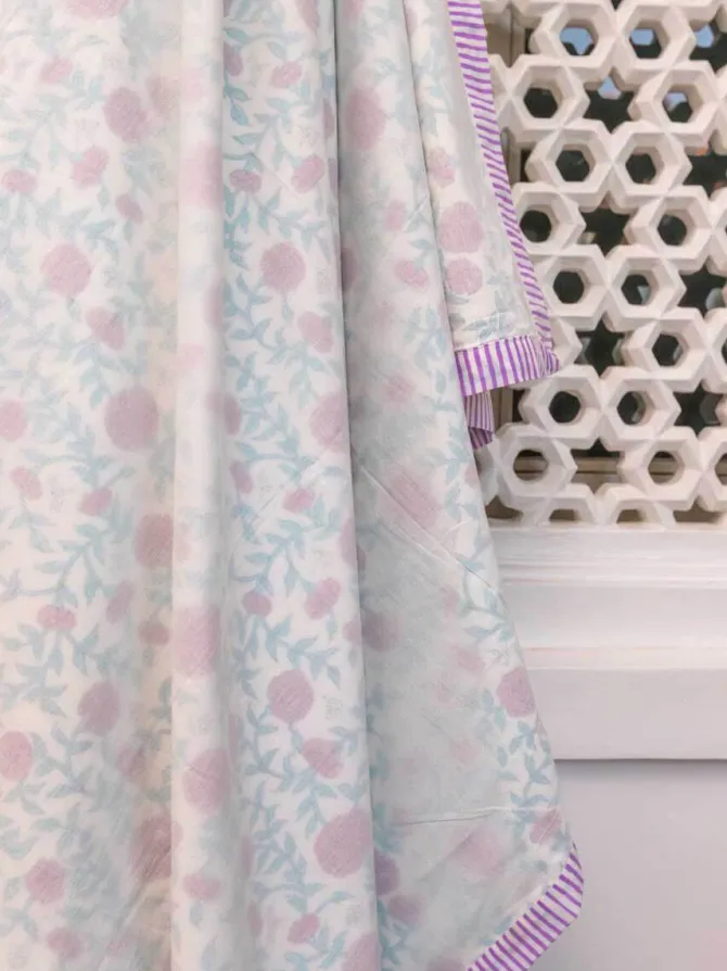 Spring Time Block Printed Cotton Muslin Dohar