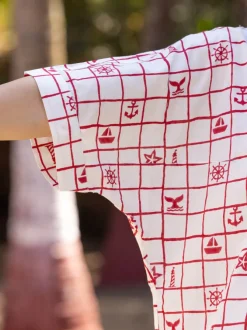 Starfish Hand Block Printed Cotton Pyjama Set